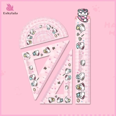 Bộ 4 Thước Acrylic: Tam Giác, Straightedge, Protractor - Sinh Viên, Quà Tặng 9