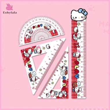 Bộ 4 Thước Acrylic: Tam Giác, Straightedge, Protractor - Sinh Viên, Quà Tặng 10