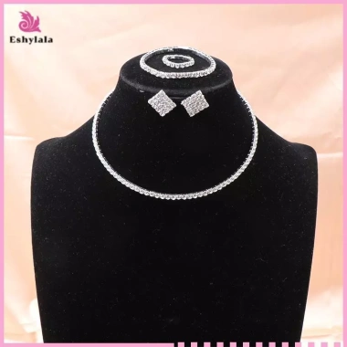 Bộ 4 Trang Sức Cô Dâu – Vòng Cổ, Vòng Tay, Bông Tai, Nhẫn – Thời Trang Sang Trọng, Chỉ 62,150₫