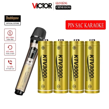 Bộ 4 viên Pin Tiểu Sạc AA Doublepow 3.000mAh Vàng - Cho Micro Karaoke, Giá ưu đãi 188.000₫