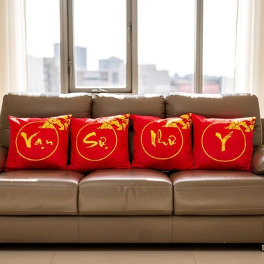 Bộ 4 Vỏ gối sofa Vạn Sự Như Ý - Chất liệu mềm mại, thiết kế hiện đại, giảm giá 18% chỉ 295.000₫