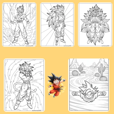 Bộ 40/20/10 tờ tranh tô màu Goku ngọc rồng giấy A4 A5 dày 160gsm GK401D giảm còn 22.800 VND