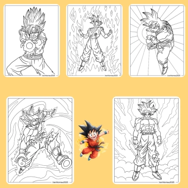 Bộ 40/20/10 tờ tranh tô màu Goku ngọc rồng giấy A4 A5 dày 160gsm GK401D giảm còn 22.800 VND