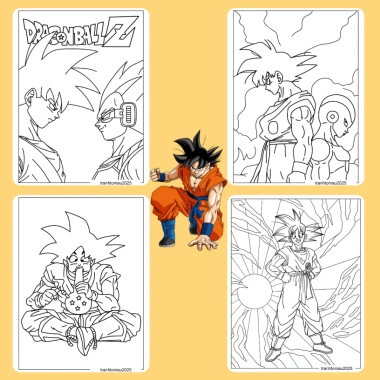 Bộ 40/20/10 tờ tranh tô màu Goku ngọc rồng giấy A4 A5 dày 160gsm GK401D giảm còn 22.800 VND