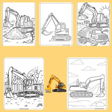 Bộ 40/20/10 tờ tranh tô màu máy xúc Excavator giấy A4 A5 70gsm E1.080T - Giá chỉ 13.100 VND 2 Bộ 40/20/10 tờ tranh tô màu máy xúc Excavator giấy A4 A5 70gsm E1.080T - Giá chỉ 13.100 VND 2