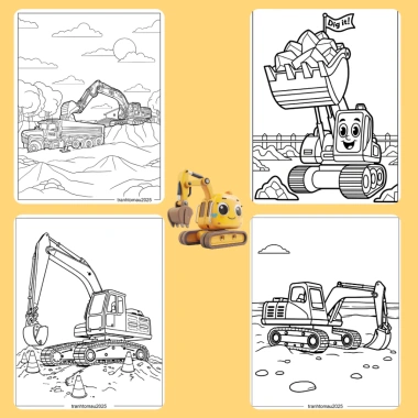 Bộ 40/20/10 tờ tranh tô màu máy xúc Excavator giấy A4 A5 70gsm E1.080T - Giá chỉ 13.100 VND 3 Bộ 40/20/10 tờ tranh tô màu máy xúc Excavator giấy A4 A5 70gsm E1.080T - Giá chỉ 13.100 VND 3