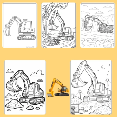 Bộ 40/20/10 tờ tranh tô màu máy xúc Excavator giấy A4 A5 70gsm E1.080T - Giá chỉ 13.100 VND