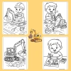 Bộ 40/20/10 tờ tranh tô màu máy xúc Excavator giấy A4 A5 70gsm Giá chỉ 13.100đ 6