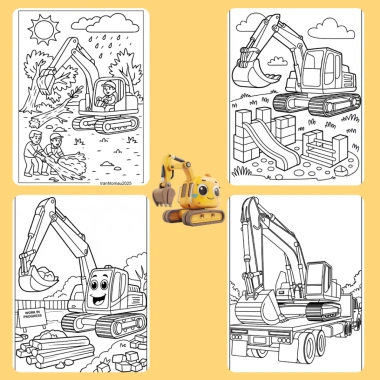 Bộ 40/20/10 tờ tranh tô màu máy xúc Excavator giấy A4 A5 70gsm Giá chỉ 13.100đ 9