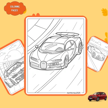 Bộ 42/25/10 tờ tranh tô màu xe BMW Bugatti - giấy A4/A5 70gsm, giảm còn 13.100₫