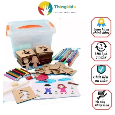 Bộ 48 Khuôn Vẽ Tranh và Tô Màu Gỗ Cho Bé - Kèm Bút, Giá Ưu Đãi 118k - Thngkids
