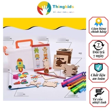 Bộ 48 Khuôn Vẽ Tranh và Tô Màu Gỗ Cho Bé - Kèm Bút, Giá Ưu Đãi 118k - Thngkids