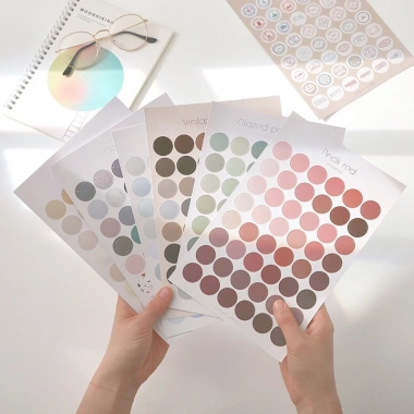 Bộ 48 sticker dán hình tròn đa màu sắc cho Bullet Journal & Planner - Giá 15.000 VNĐ
