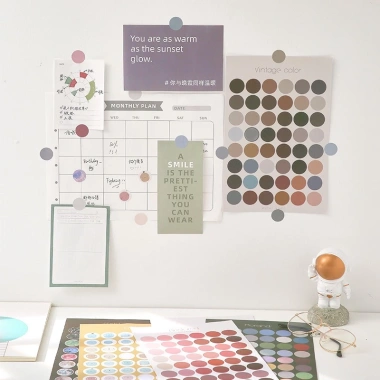 Bộ 48 sticker dán hình tròn đa màu sắc cho Bullet Journal & Planner - Giá 15.000 VNĐ