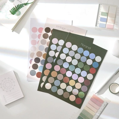 Bộ 48 sticker dán hình tròn đa màu sắc cho Bullet Journal & Planner - Giá 15.000 VNĐ