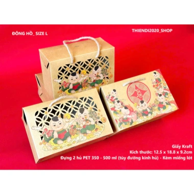 Bộ 5-10 Hộp Giấy Đựng Bánh Dứa và Bánh Kẹo Tết - Quà Tặng Tết Mai Vàng Đồng Hồ