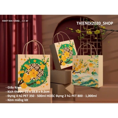 Bộ 5-10 Hộp Giấy Đựng Bánh Dứa và Bánh Kẹo Tết - Quà Tặng Tết Mai Vàng Đồng Hồ