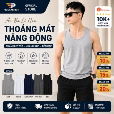 Bộ 5 áo thun ba lỗ nam thoáng mát, mềm mịn - ABL01 PigoFashion, nhiều màu, giá 259.000đ