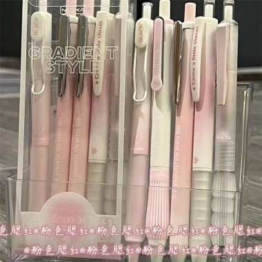 Bộ 5 Bút Gel Hồng Gradient - Carbon Hạt Đôi, CS, Nhanh Khô, Silicon Mềm 91.080 VND