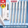 Bộ 5 bút gel nước vỏ trắng và 50 ngòi 0.5mm, mực đen viết êm mượt, phù hợp học sinh sinh viên văn phòng - Giá chỉ 40.900 VND