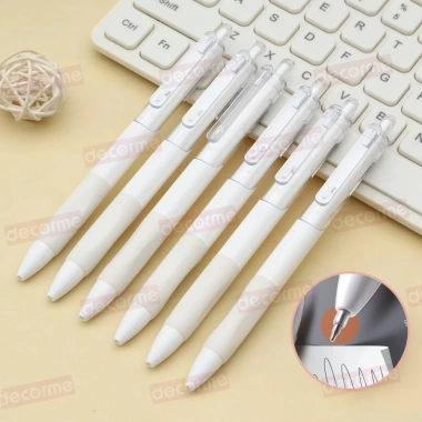 Bộ 5 bút gel nước vỏ trắng và 50 ngòi 0.5mm, mực đen viết êm mượt, phù hợp học sinh sinh viên văn phòng - Giá chỉ 40.900 VND 7