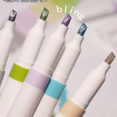 Bộ 5 bút highlight ánh nhũ bling màu nhẹ nhàng, siêu xinh cho học sinh – 12.000₫