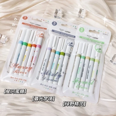 Bộ 5 bút highlight ánh nhũ bling màu nhẹ nhàng, siêu xinh cho học sinh – 12.000₫