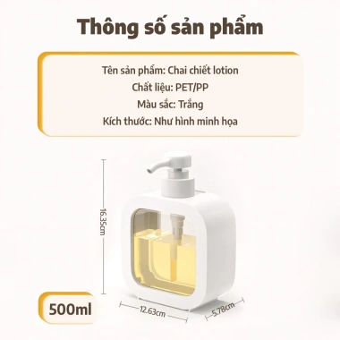 Bộ 5 chai chiết 500ml trong suốt - thiết kế đẹp, không rò rỉ, tiện lợi đựng sữa tắm, nước rửa tay, nước rửa chén, đồ gia đình - 31.000 VND