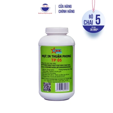 Bộ 5 chai Mực đổ Thuận Phong TP05 80g - Tương thích HP, Canon trục từ nhỏ, Giá ưu đãi 174k Bộ 5 chai Mực đổ Thuận Phong TP05 80g - Tương thích HP, Canon trục từ nhỏ, Giá ưu đãi 174k
