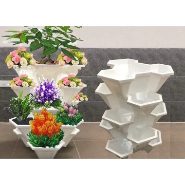 Bộ 5 chậu nhựa xếp tầng tháp trồng cây cảnh - Chậu tam giác tiết kiệm không gian, 150.000₫ 3