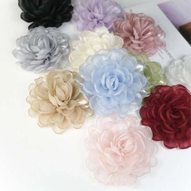 Bộ 5 chiếc hoa voan vải đốt cạnh nhân tạo handmade DIY - May táo, giá ưu đãi 114.480 7