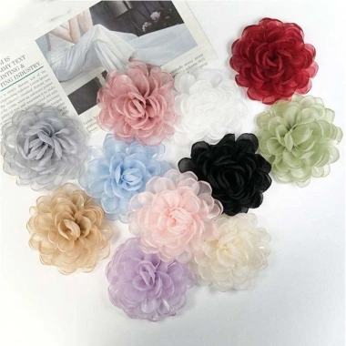 Bộ 5 chiếc hoa voan vải đốt cạnh nhân tạo handmade DIY - May táo, giá ưu đãi 114.480 8