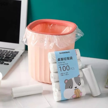 Bộ 5 cuộn 100 túi đựng rác mini dày, đẹp, độ bền cao, thùng rác để bàn nhỏ tiết kiệm không gian cho gia đình - Siêu tiện lợi, giá chỉ 31.900₫