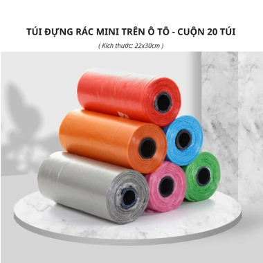 Bộ 5 Cuộn Túi Rác Mini Giá Ưu Đãi 12.000₫ - Phù Hợp Thùng Rác Ô Tô, Bàn Làm Việc, Văn Phòng