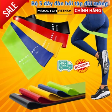 Bộ 5 Dây Đàn Hồi Kháng Lực MiDoctor - Chính Hãng, Đa Mức Kháng, Tăng Cường Tập Gym, Giá 85.000₫