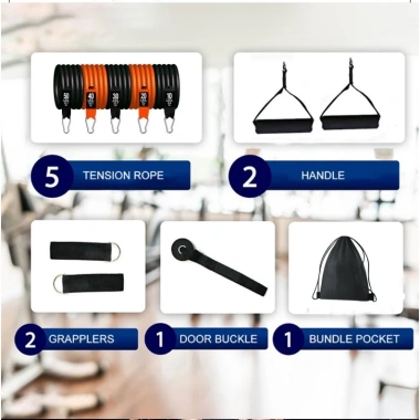 Bộ 5 dây kháng lực 250LBS tập full body, dụng cụ gym đa năng tại nhà, tăng sức mạnh, giảm cân, đảm bảo an toàn, phù hợp mọi cấp độ, chỉ 289.000₫