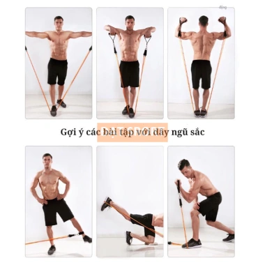 Bộ 5 Dây Ngũ Sắc Cao Cấp Đàn Hồi Kháng Lực - Tập Gym, Fitness, Yoga tại nhà