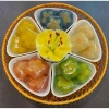 Bộ 5 đĩa hoa mặt trời kèm khay mây - Gốm sứ cao cấp, trang trí bàn ăn & mâm cúng, giá ưu đãi 360.000₫ 5
