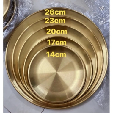 Bộ 5 Đĩa inox mạ vàng - Tháp bày quả, bày nước, đĩa lễ, đồ thờ cúng ngày Tết, giảm còn 28.600₫