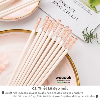 Bộ 5 Đôi Đũa Sợi Thủy Tinh Ion Bạc Kháng Khuẩn – Phong Cách Nhật Bản Hoa Anh Đào Màu Hổ Phách Cao Cấp – Giá 90.000₫