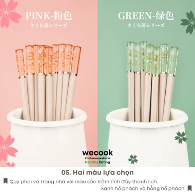 Bộ 5 Đôi Đũa Sợi Thủy Tinh Ion Bạc Kháng Khuẩn – Phong Cách Nhật Bản Hoa Anh Đào Màu Hổ Phách Cao Cấp – Giá 90.000₫
