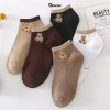 Bộ 5 đôi tất nữ cổ ngắn họa tiết gấu GOMTAT - vớ thấm hút mồ hôi, êm chân, 43k 2