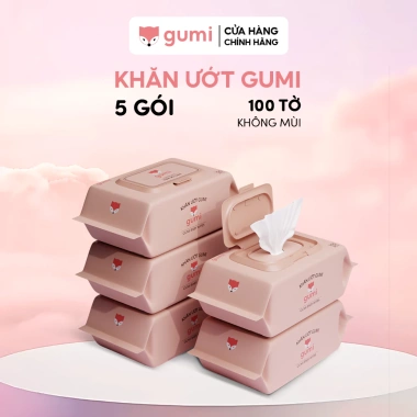 Bộ 5 gói khăn ướt Gumi không cồn, không parabens, cao cấp cho bé - 102.000₫ 10