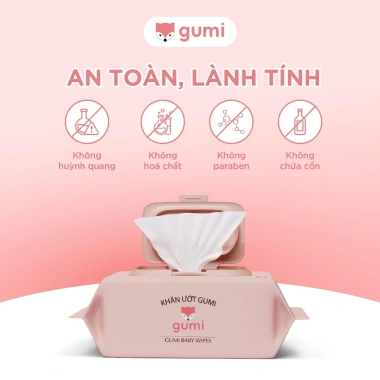 Bộ 5 gói khăn ướt Gumi không mùi không cồn không parabens cao cấp cho bé - Giá 115.000₫