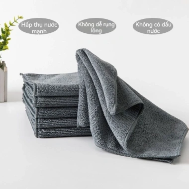Bộ 5 khăn microfiber 30x30 – Siêu thấm không vết nước, lau bàn, rửa xe bền lâu 4