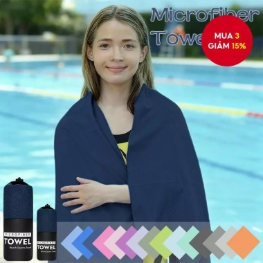 Bộ 5 miếng cắm trại microfiber - 2 túi lưới + 3 khăn chống cát nhẹ, lý tưởng đi bộ, du lịch biển - 224.640đ
