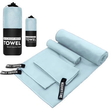 Bộ 5 miếng cắm trại microfiber - 2 túi lưới + 3 khăn chống cát nhẹ, lý tưởng đi bộ, du lịch biển - 224.640đ