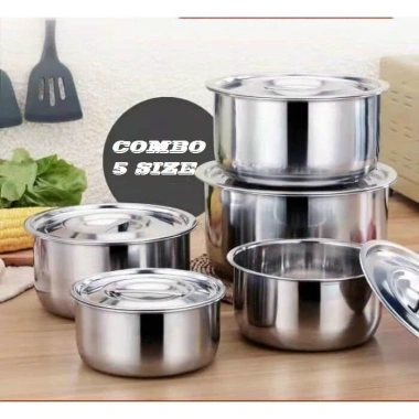 Bộ 5 Nồi Inox Cao Cấp 5 Size - Inox Sáng Bóng, Đa Năng, Giá Ưu Đãi 77.712₫ 3