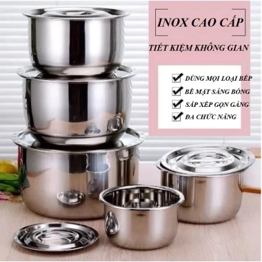 Bộ 5 nồi inox cao cấp My Home 16-24cm - Thiết kế bền bỉ, giá ưu đãi 116.500đ