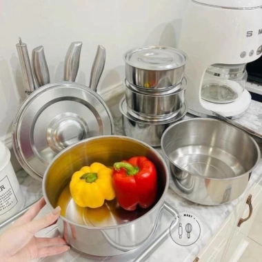 Bộ 5 nồi inox cao cấp My Home 16-24cm - Thiết kế bền bỉ, giá ưu đãi 116.500đ
